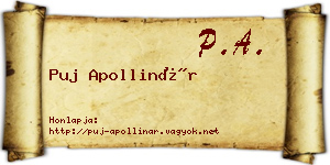 Puj Apollinár névjegykártya